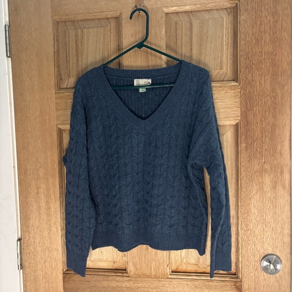 Anthropologie Monday V-Neck Blue Knit Sweater size L - Picture 1 of 5